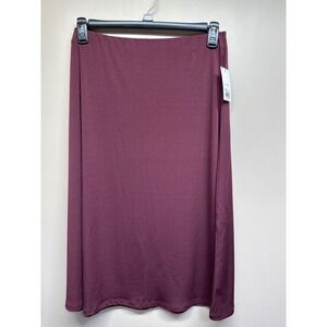 Nine West Women's Burgundy Knit Maxi Skirt Size L MADDIE PLM